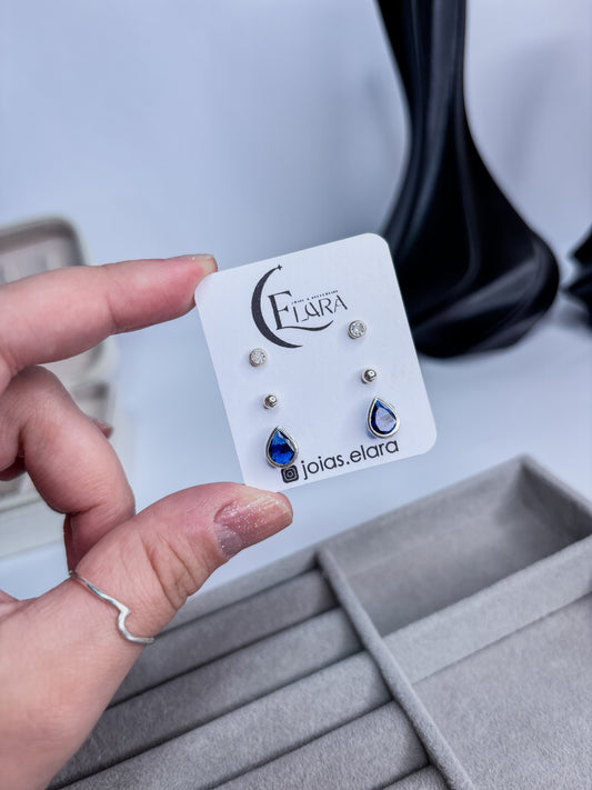 Trio Ébano — Trio de Brincos Delicados em Prata