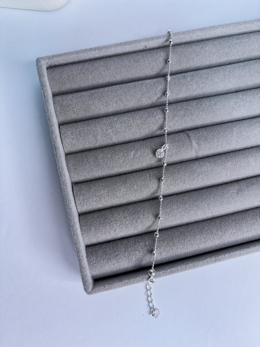 Pulseira AURELIA – Pulseira com Pingente de Brilho em Prata