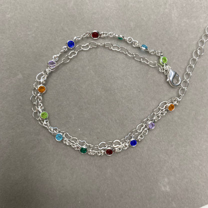 Pulseira 2 em 1 - corações e pedras coloridas