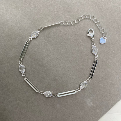 Pulseira elos alongados e pedras em zircônia