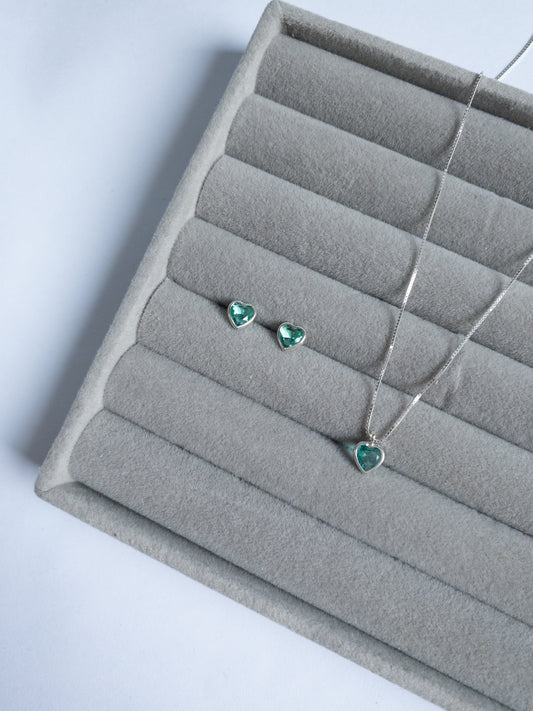 Conjunto HEART VERDANT — Romantismo em Verde Cristal