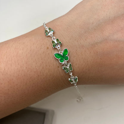 Pulseira de borboletas verdes