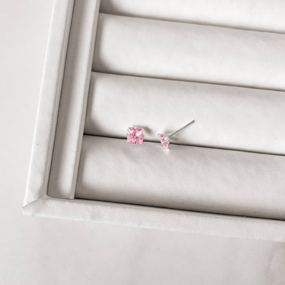 Brinco Zircônia Quadrada Rosa - Elara